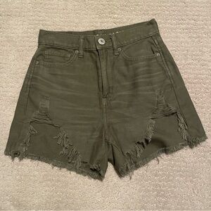 American Eagle Green High Waisted Shorts Size 00 Y2K